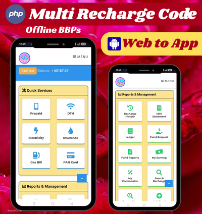RYL103 Regular Recharge Software Offline BBPs  with Mobile UI Responsive (Source Code and Database, PHP Ci, CSS & HTML)
